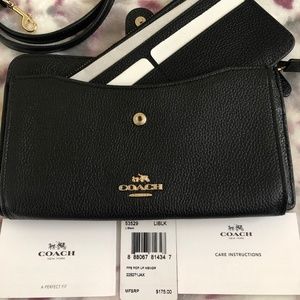 Coach black leather small cross body purse